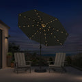 PURPLE LEAF Black Frame Tilting Market Umbrella with Lights Table Umbrella with Base Outside Patio
