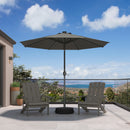PURPLE LEAF Black Frame Tilting Market Umbrella with Lights Table Umbrella with Base Outside Patio