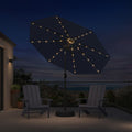 PURPLE LEAF Black Frame Tilting Market Umbrella with Lights Table Umbrella with Base Outside Patio