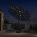 PURPLE LEAF Black Frame Tilting Market Umbrella with Lights Table Umbrella with Base Outside Patio