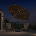 PURPLE LEAF Black Frame Tilting Market Umbrella with Lights Table Umbrella with Base Outside Patio