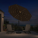 PURPLE LEAF Black Frame Tilting Market Umbrella with Lights Table Umbrella with Base Outside Patio
