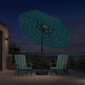 PURPLE LEAF Black Frame Tilting Market Umbrella with Lights Table Umbrella with Base Outside Patio