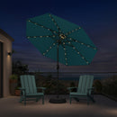 PURPLE LEAF Black Frame Tilting Market Umbrella with Lights Table Umbrella with Base Outside Patio