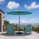 PURPLE LEAF Black Frame Tilting Market Umbrella with Lights Table Umbrella with Base Outside Patio