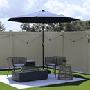 PURPLE LEAF Black Frame Tilting Market Umbrella with Lights Table Umbrella with Base Outside Patio