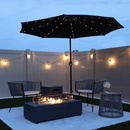 PURPLE LEAF Black Frame Tilting Market Umbrella with Lights Table Umbrella with Base Outside Patio