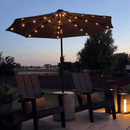 PURPLE LEAF Black Frame Tilting Market Umbrella with Lights Table Umbrella with Base Outside Patio