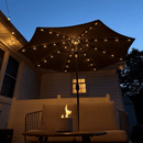 PURPLE LEAF Black Frame Tilting Market Umbrella with Lights Table Umbrella with Base Outside Patio