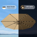 PURPLE LEAF Black Frame Tilting Market Umbrella with Lights Table Umbrella with Base Outside Patio