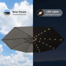 PURPLE LEAF Black Frame Tilting Market Umbrella with Lights Table Umbrella with Base Outside Patio