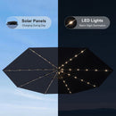 PURPLE LEAF Black Frame Tilting Market Umbrella with Lights Table Umbrella with Base Outside Patio