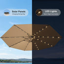 PURPLE LEAF Black Frame Tilting Market Umbrella with Lights Table Umbrella with Base Outside Patio