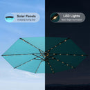 PURPLE LEAF Black Frame Tilting Market Umbrella with Lights Table Umbrella with Base Outside Patio