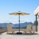 PURPLE LEAF Black Frame Tilting Market Umbrella with Lights Table Umbrella with Base Outside Patio