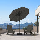 PURPLE LEAF Black Frame Tilting Market Umbrella with Lights Table Umbrella with Base Outside Patio