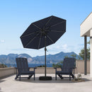 PURPLE LEAF Black Frame Tilting Market Umbrella with Lights Table Umbrella with Base Outside Patio