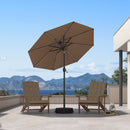 PURPLE LEAF Black Frame Tilting Market Umbrella with Lights Table Umbrella with Base Outside Patio
