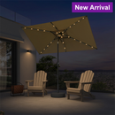 PURPLE LEAF Black Frame Tilting Market Umbrella with Lights Table Umbrella with Base Outside Patio