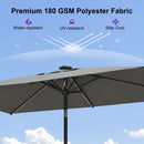 PURPLE LEAF Black Frame Tilting Market Umbrella with Lights Table Umbrella with Base Outside Patio