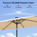 PURPLE LEAF Black Frame Tilting Market Umbrella with Lights Table Umbrella with Base Outside Patio