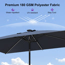 PURPLE LEAF Black Frame Tilting Market Umbrella with Lights Table Umbrella with Base Outside Patio