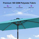 PURPLE LEAF Black Frame Tilting Market Umbrella with Lights Table Umbrella with Base Outside Patio