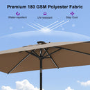 PURPLE LEAF Black Frame Tilting Market Umbrella with Lights Table Umbrella with Base Outside Patio
