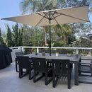 PURPLE LEAF Black Frame Tilting Market Umbrella with Lights Table Umbrella with Base Outside Patio