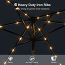 PURPLE LEAF Black Frame Tilting Market Umbrella with Lights Table Umbrella with Base Outside Patio