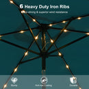 PURPLE LEAF Black Frame Tilting Market Umbrella with Lights Table Umbrella with Base Outside Patio