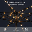 PURPLE LEAF Black Frame Tilting Market Umbrella with Lights Table Umbrella with Base Outside Patio