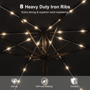 PURPLE LEAF Black Frame Tilting Market Umbrella with Lights Table Umbrella with Base Outside Patio