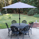 PURPLE LEAF Black Frame Tilting Market Umbrella with Lights Table Umbrella with Base Outside Patio