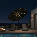 PURPLE LEAF Black Frame Tilting Market Umbrella with Lights Table Umbrella with Base Outside Patio