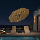 PURPLE LEAF Black Frame Tilting Market Umbrella with Lights Table Umbrella with Base Outside Patio