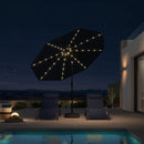 PURPLE LEAF Black Frame Tilting Market Umbrella with Lights Table Umbrella with Base Outside Patio