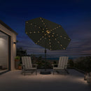 PURPLE LEAF Black Frame Tilting Market Umbrella with Lights Table Umbrella with Base Outside Patio