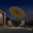 PURPLE LEAF Black Frame Tilting Market Umbrella with Lights Table Umbrella with Base Outside Patio