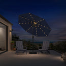 PURPLE LEAF Black Frame Tilting Market Umbrella with Lights Table Umbrella with Base Outside Patio