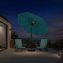 PURPLE LEAF Black Frame Tilting Market Umbrella with Lights Table Umbrella with Base Outside Patio