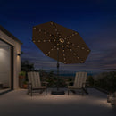 PURPLE LEAF Black Frame Tilting Market Umbrella with Lights Table Umbrella with Base Outside Patio