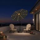 PURPLE LEAF Black Frame Tilting Market Umbrella with Lights Table Umbrella with Base Outside Patio