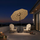 PURPLE LEAF Black Frame Tilting Market Umbrella with Lights Table Umbrella with Base Outside Patio