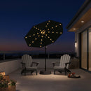 PURPLE LEAF Black Frame Tilting Market Umbrella with Lights Table Umbrella with Base Outside Patio