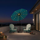 PURPLE LEAF Black Frame Tilting Market Umbrella with Lights Table Umbrella with Base Outside Patio