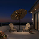 PURPLE LEAF Black Frame Tilting Market Umbrella with Lights Table Umbrella with Base Outside Patio
