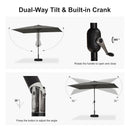 PURPLE LEAF Black Frame Tilting Market Umbrella with Lights Table Umbrella with Base Outside Patio
