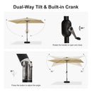 PURPLE LEAF Black Frame Tilting Market Umbrella with Lights Table Umbrella with Base Outside Patio