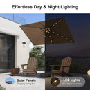 PURPLE LEAF Black Frame Tilting Market Umbrella with Lights Table Umbrella with Base Outside Patio